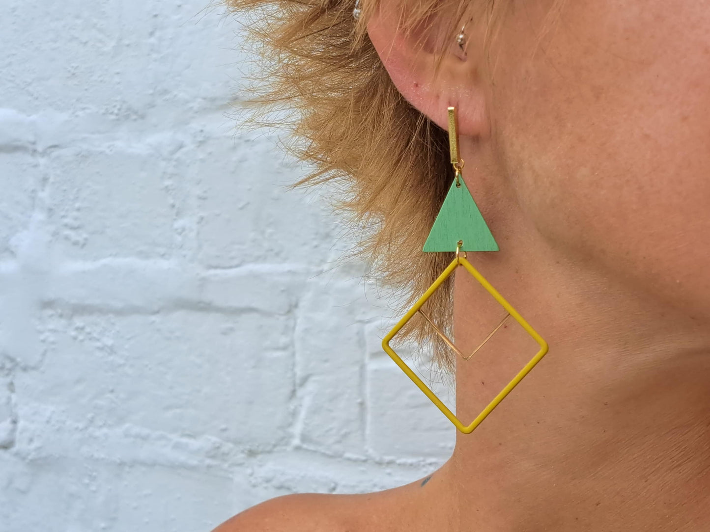 Oorringen Geometrie // goud - geel - groen