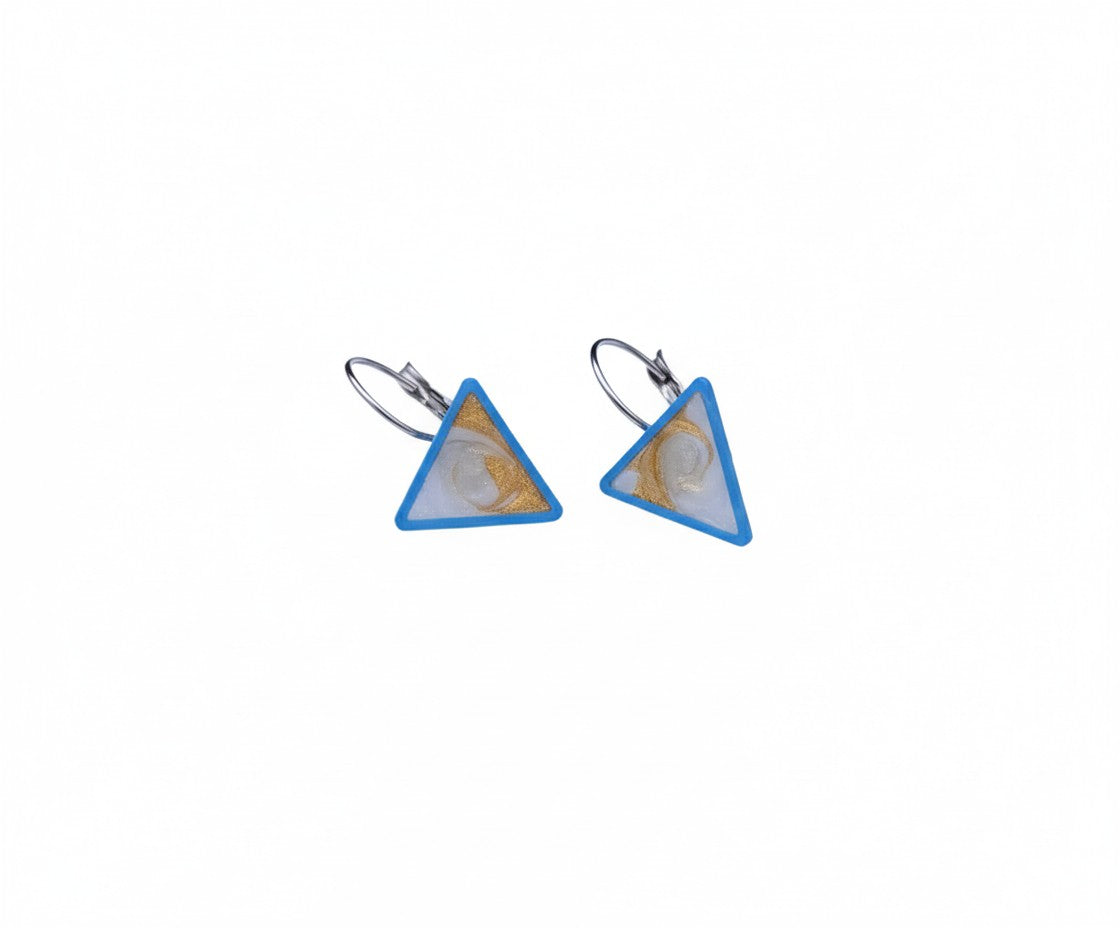 Oorringen, Driehoek // Zilver - Blauw - Goud - Wit