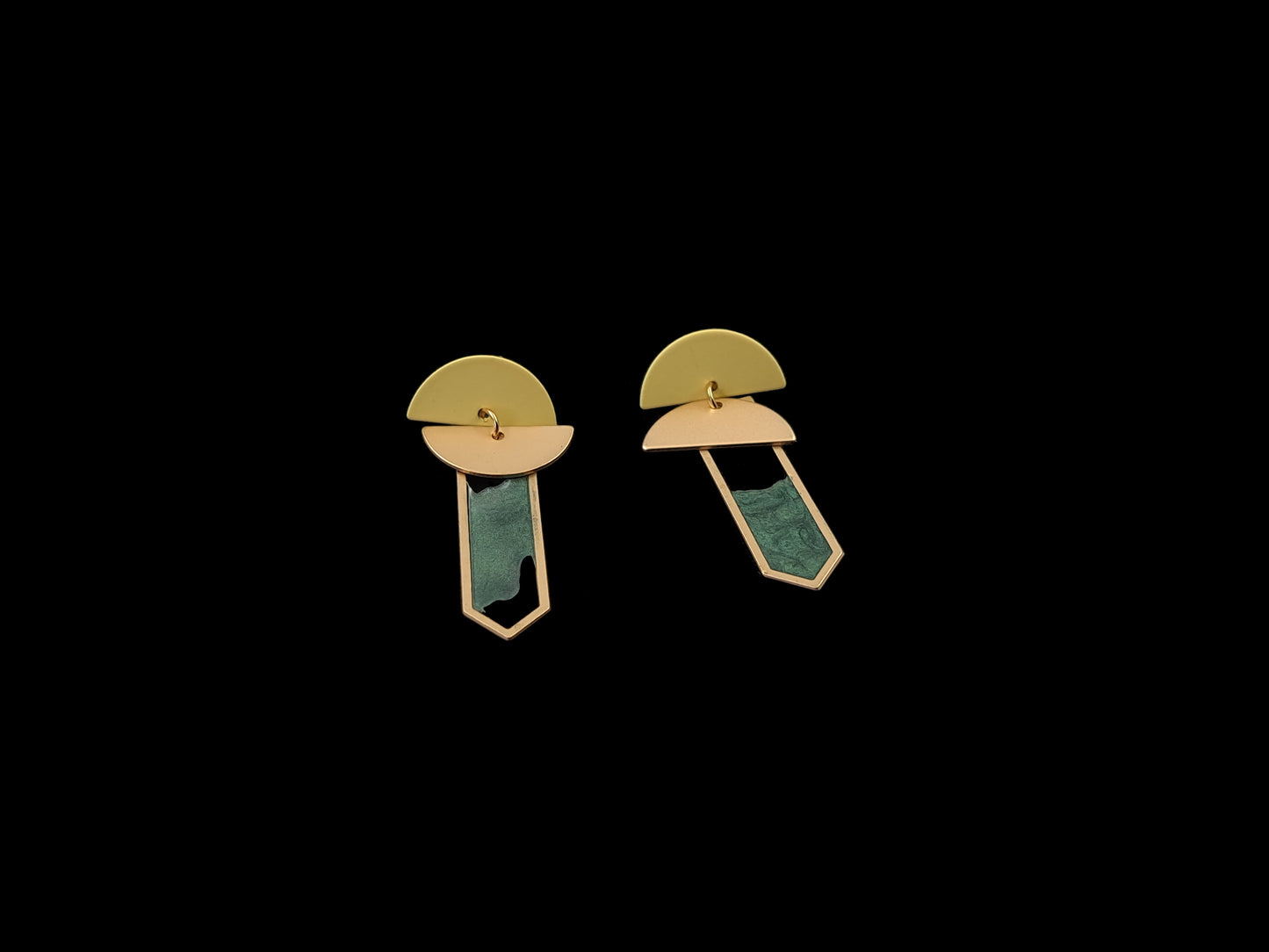 Oorringen Halve Cirkels // goud - geel - groen