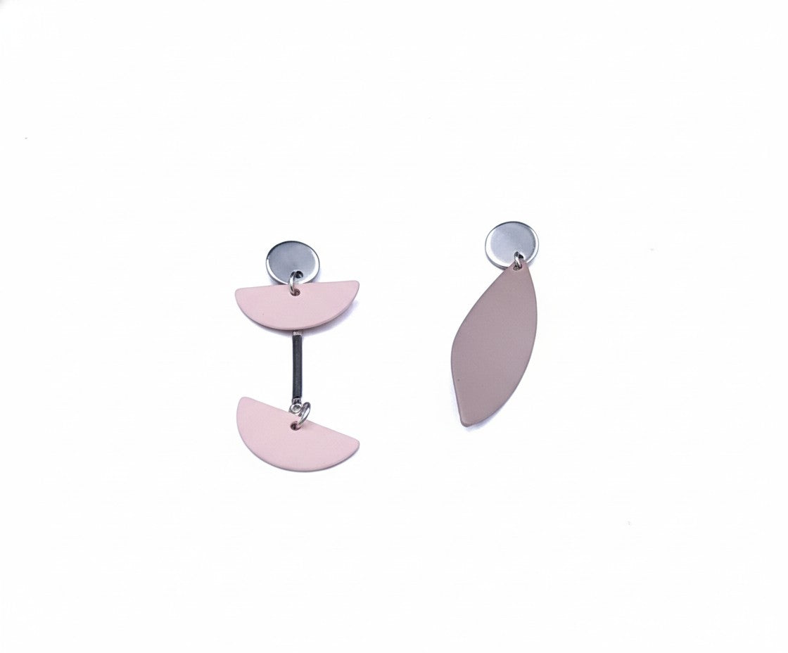 Oorringen, Geometrie // Zilver - Roze