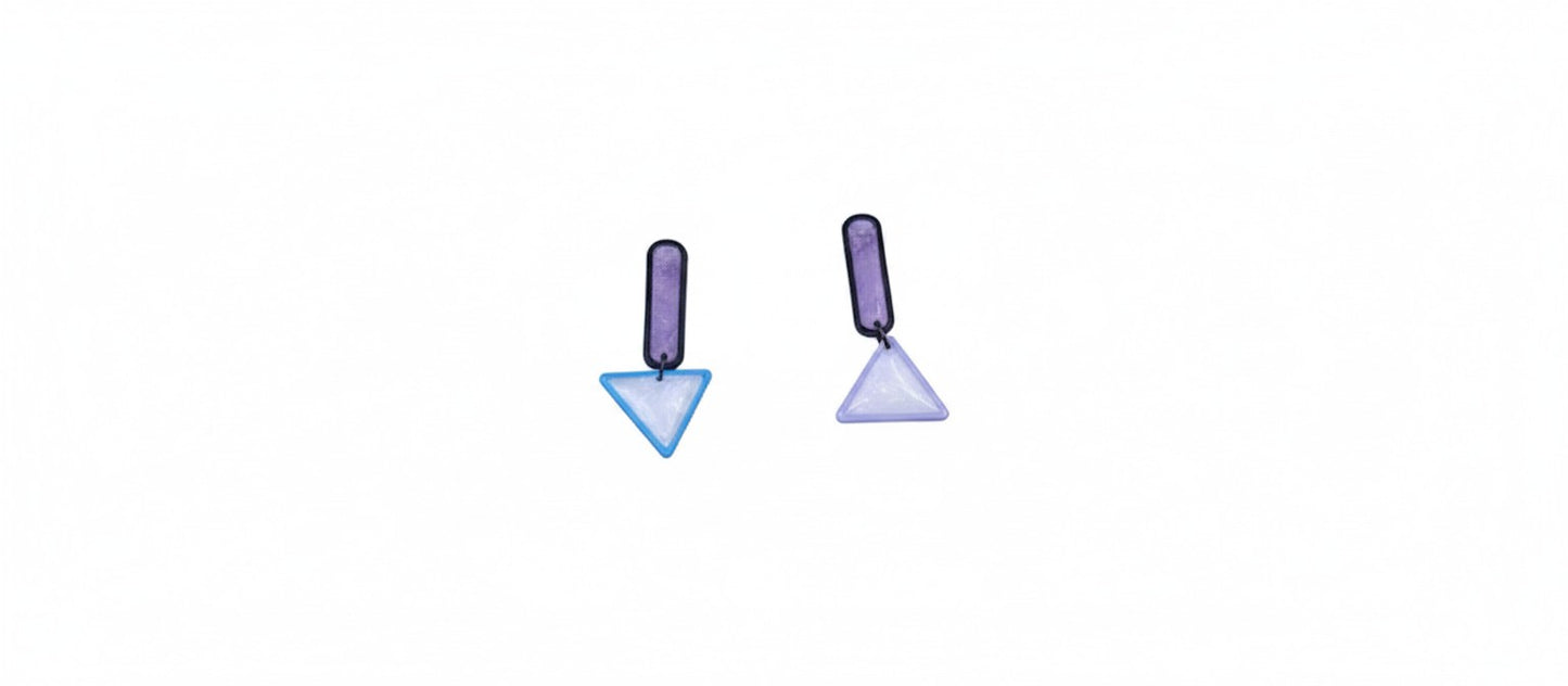 Oorringen, Geometrie // Zwart - Blauw - Paars - Wit
