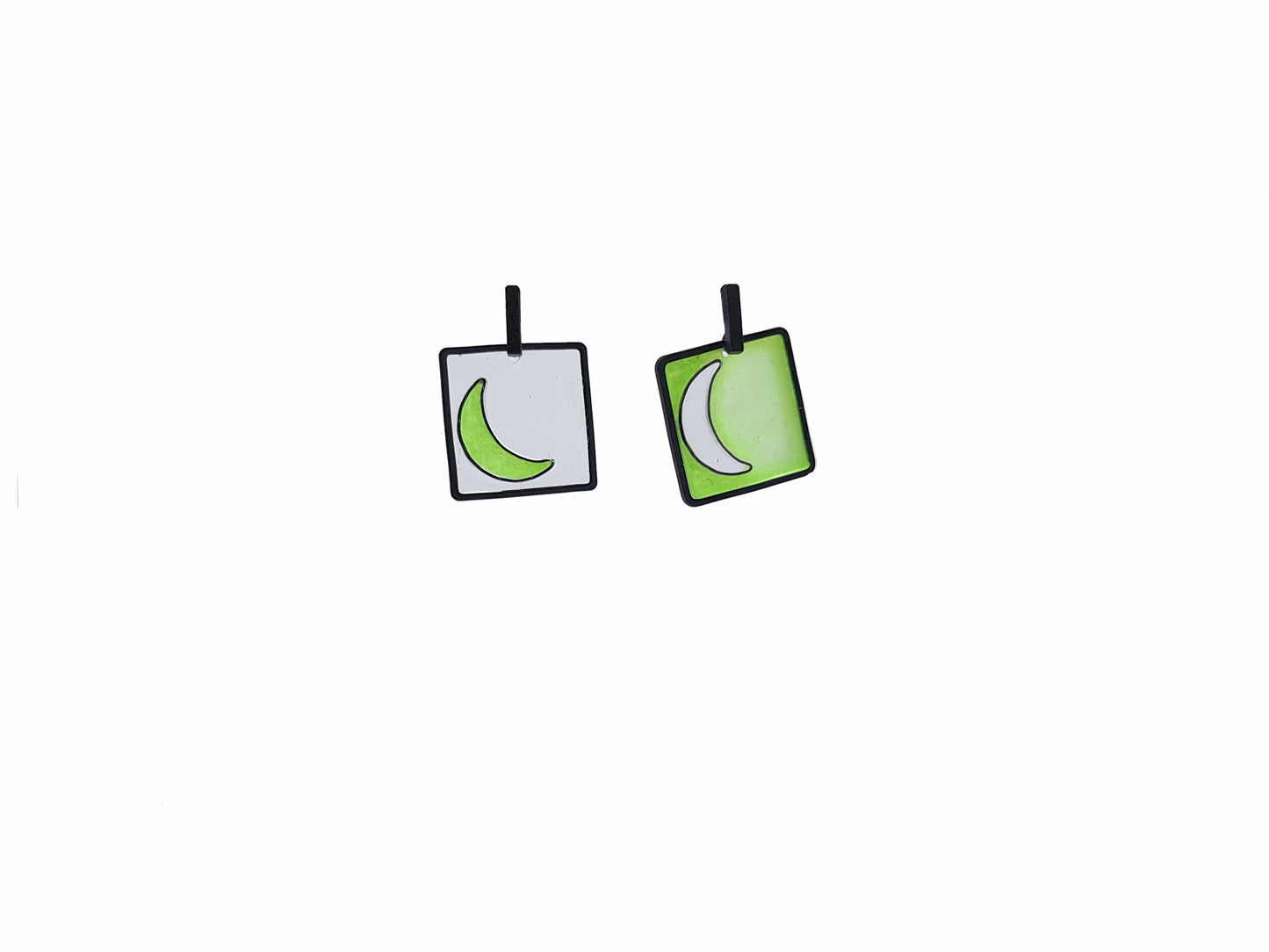 Oorringen Maan // zwart - groen
