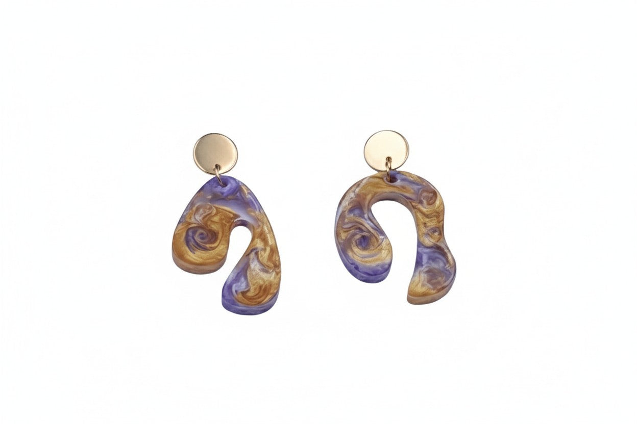 Oorringen, Abstract // Goud - Paars