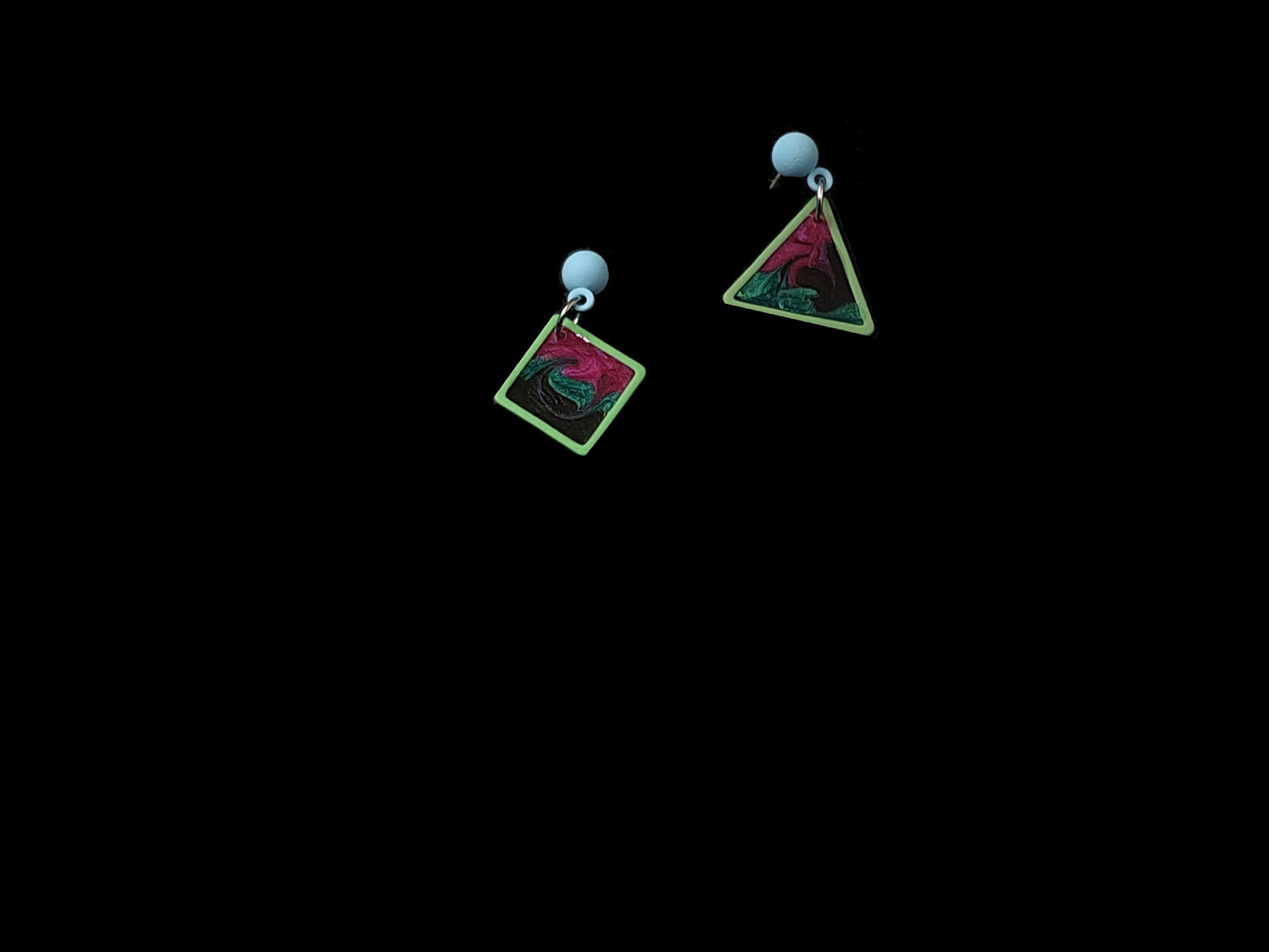 Oorringen Geometrie // zilver - blauw - groen - roze - zwart