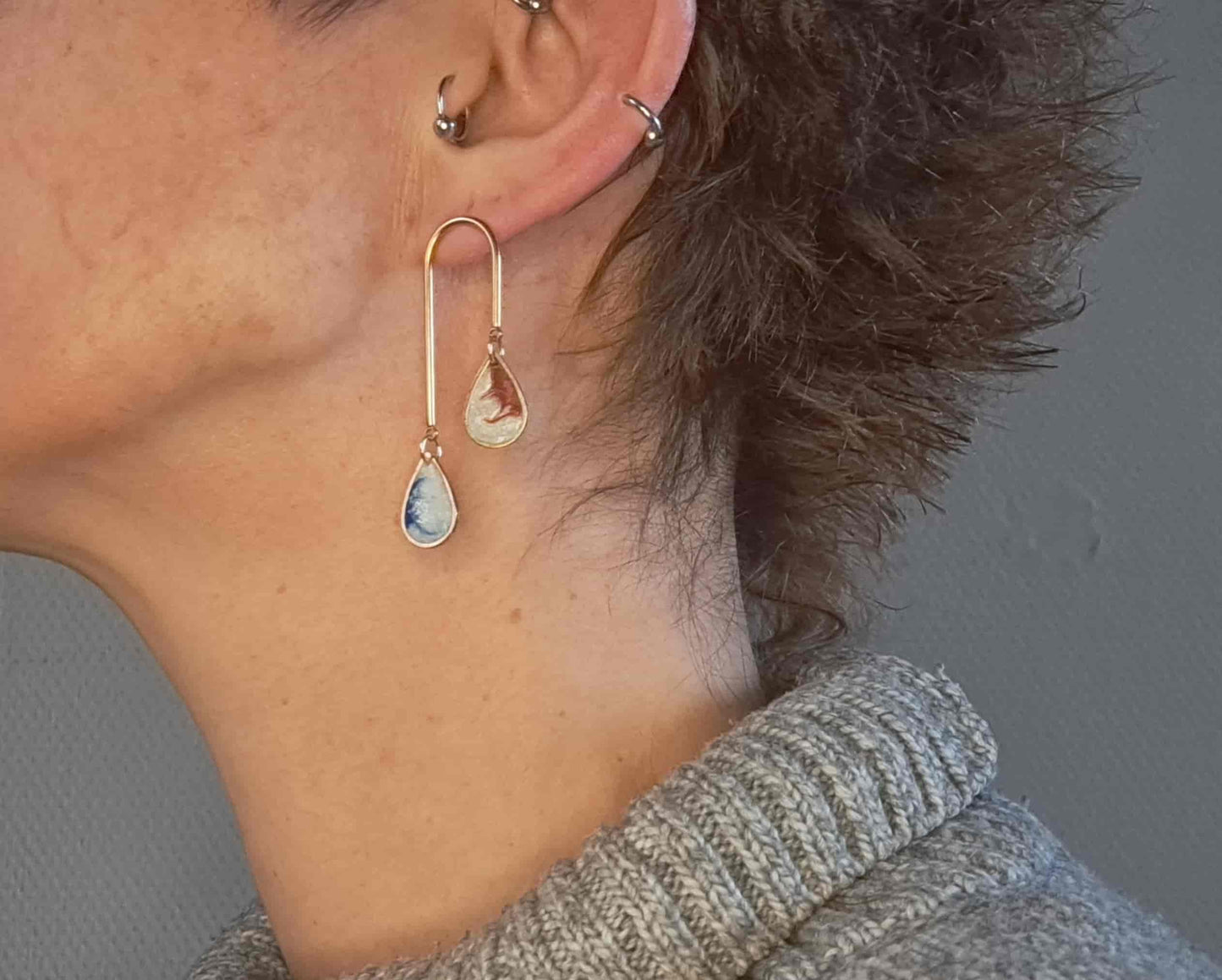 Oorringen Druppels // Goud - blauw - rood - wit