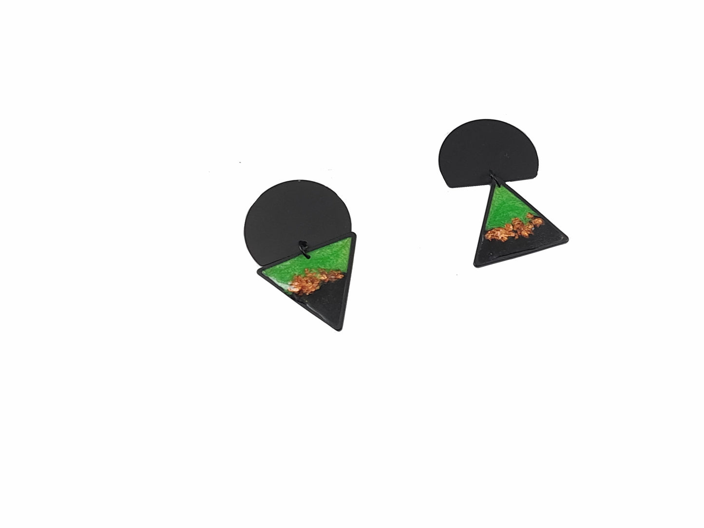 Oorringen Geometrie // zwart - goud - groen - zwart