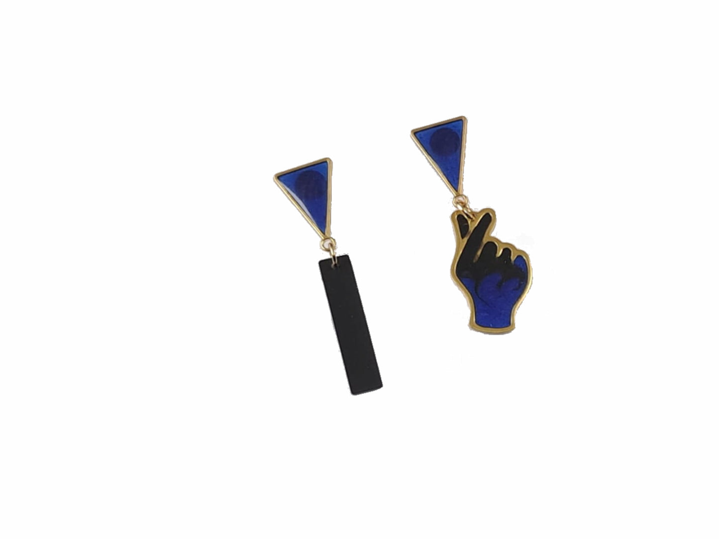 Oorringen Hand // goud - blauw - zwart