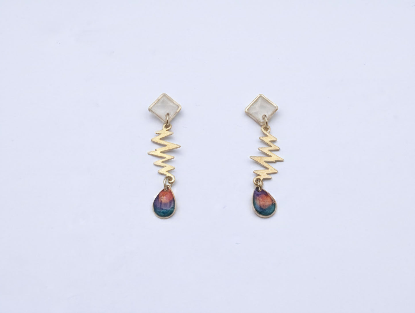 Oorringen, Druppel // Goud - Groen - Oranje - Paars - Wit