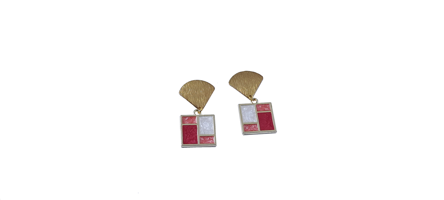 Oorringen, Geometrie // Goud - Roze - Rood - Wit
