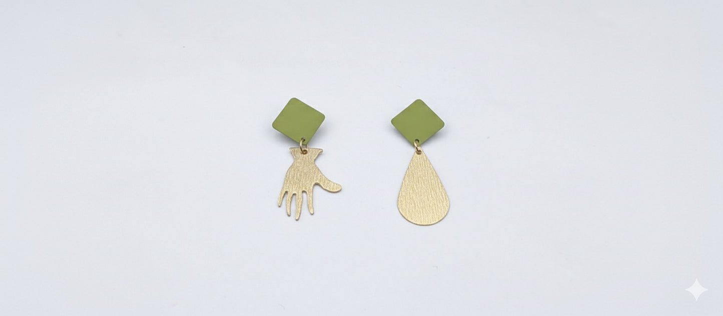 Oorringen, Hand // Goud - Groen
