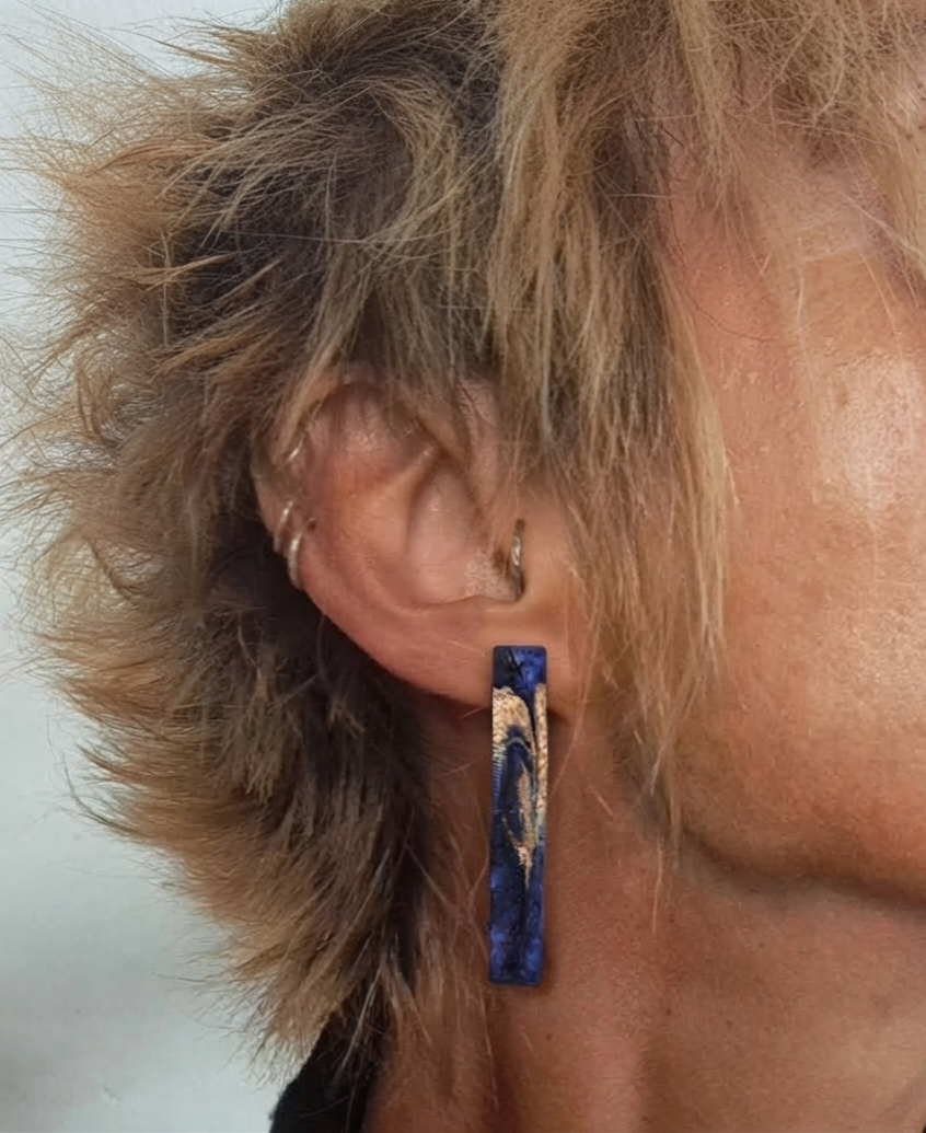 Oorstekers, Staaf // zilver, champagne, paars
