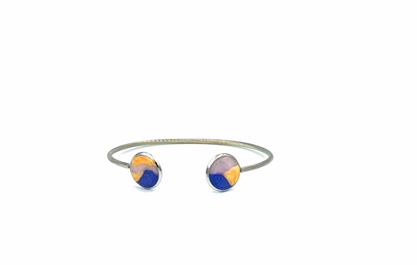 Armband Cirkels // zilver - blauw - champagne