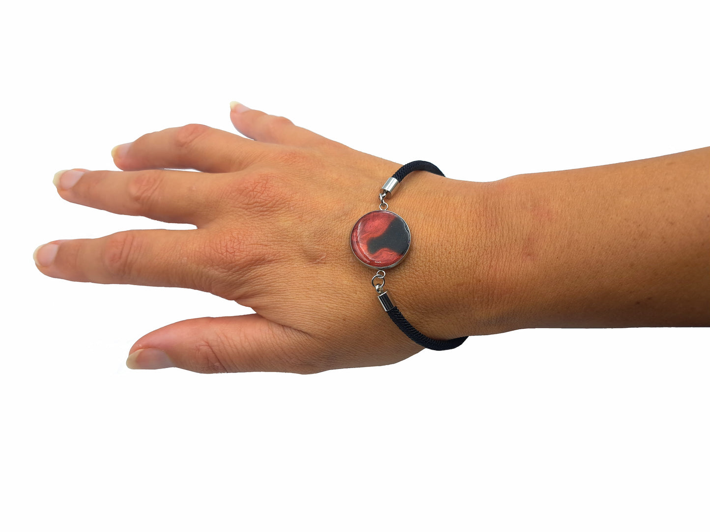 Armband Cirkel // zilver - rood - zwart