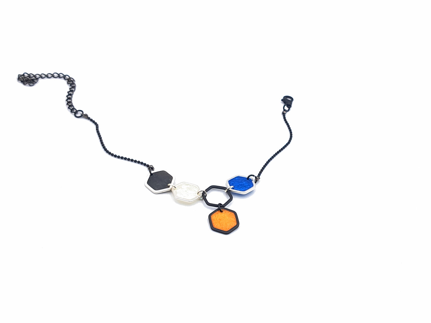 Armband Zeshoekjes // zwart - blauw - oranje - wit