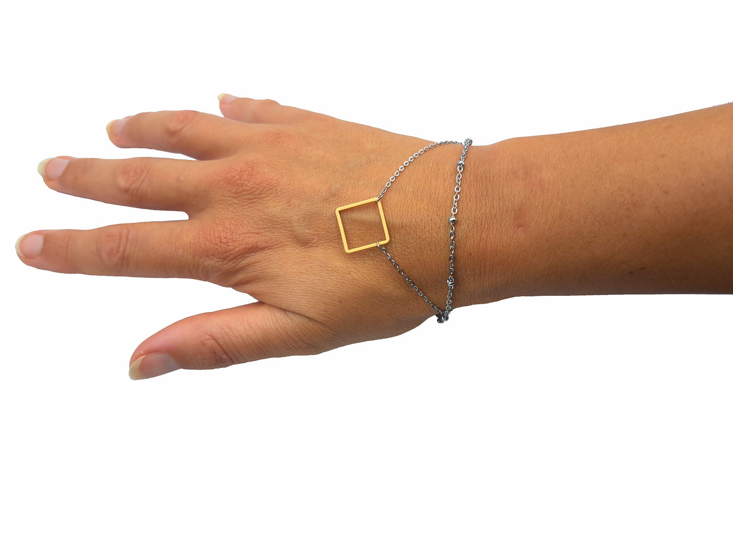 Armband Vierkant // zilver - geel