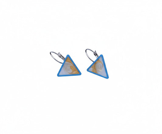Oorringen, Driehoek // Zilver - Blauw - Goud - Wit