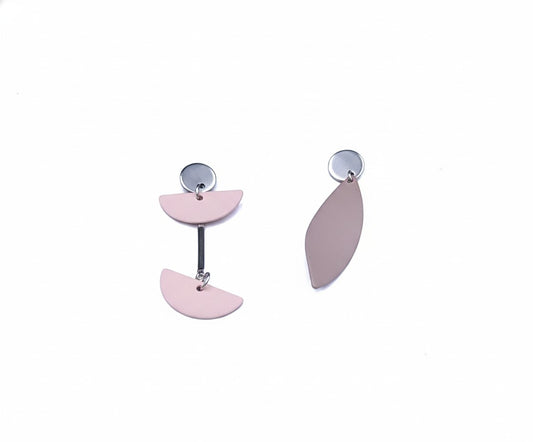 Oorringen, Geometrie // Zilver - Roze