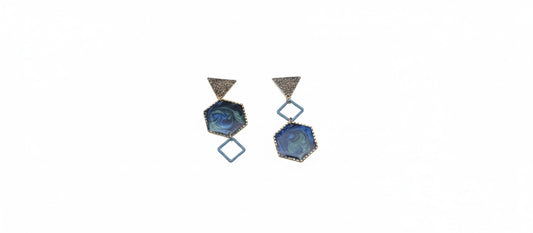 Oorringen, Zeshoek // Goud - Blauw - Groen - Zwart
