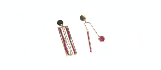 Oorringen, Golven // Goud - Roze