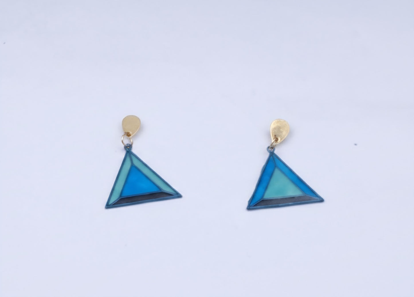 Oorringen, Driehoek // Goud - Blauw - Groen - Zwart