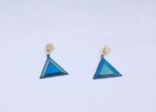 Oorringen, Driehoek // Goud - Blauw - Groen - Zwart