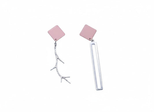 Oorringen, Tak // Zilver - Roze