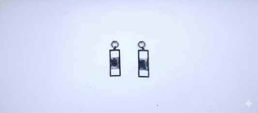 Oorringen, Vierkant // Zwart - Blauw - Roze