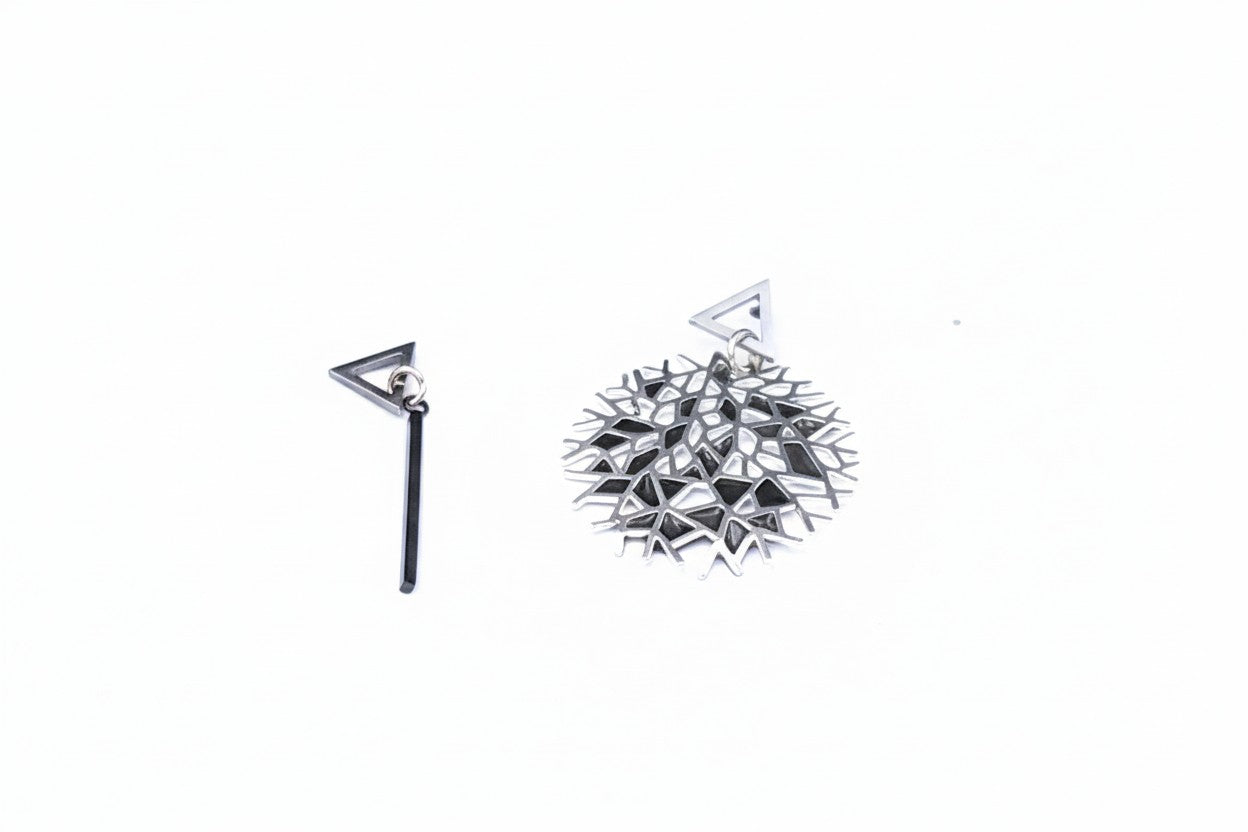 Oorringen, Cirkel // Zilver - Zwart