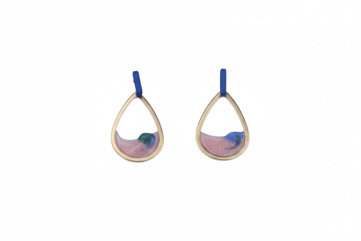 Oorringen, Druppel // Goud- Blauw - Groen - Roze