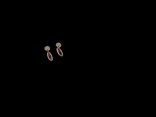 Oorringen Ovaal // zilver - rood - zwart