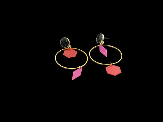Oorringen Geometrie // goud - paars - rood - zwart