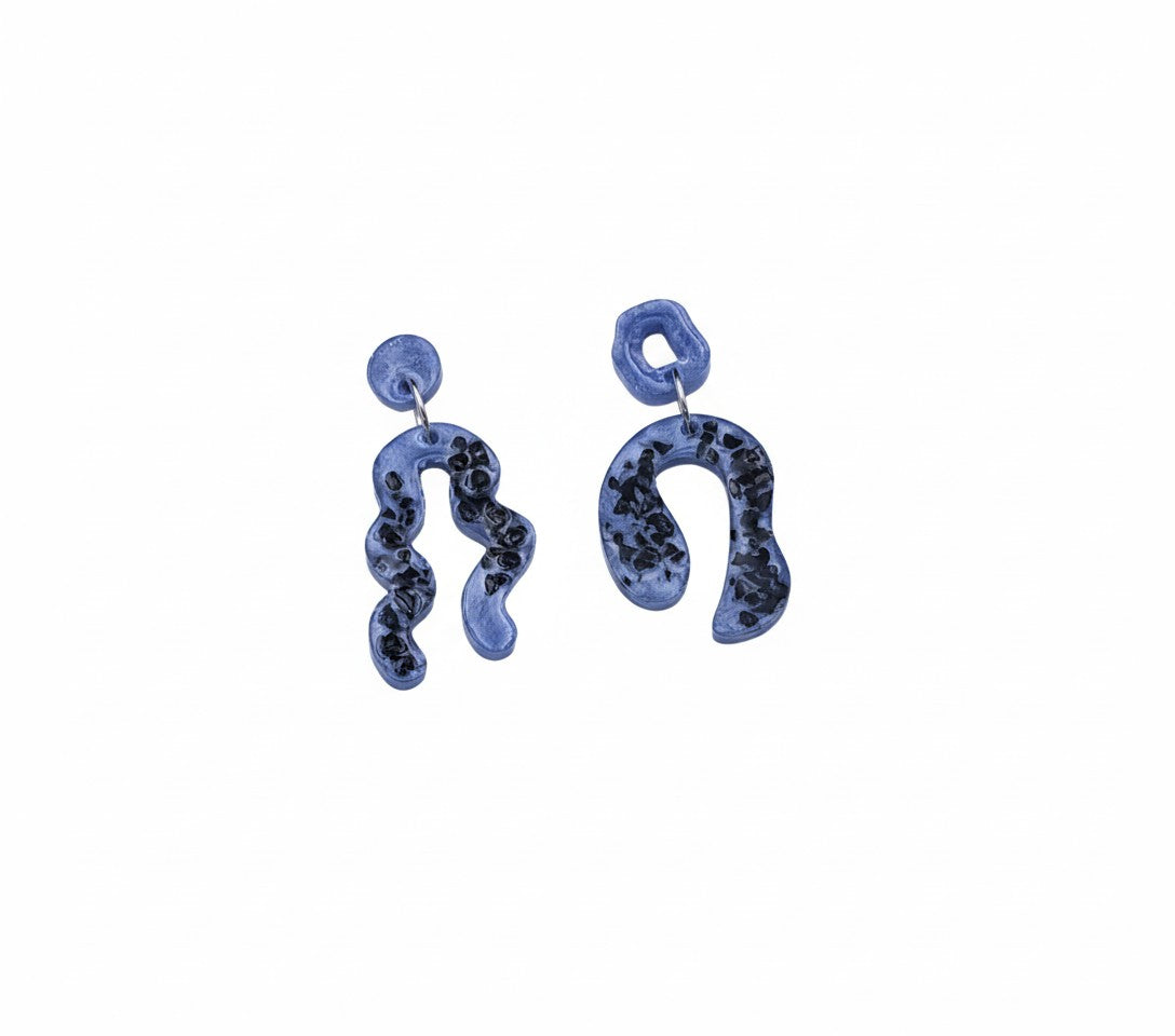 Oorringen, Abstract // Zilver - Blauw - Zwart