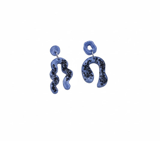 Oorringen, Abstract // Zilver - Blauw - Zwart