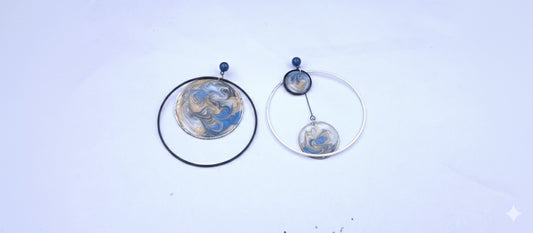 Oorringen, Cirkels // Zwart - Blauw - Champagne - Wit