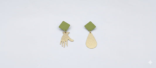 Oorringen, Hand // Goud - Groen