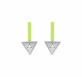 Oorringen, Driehoek // Zilver - Fluogeel