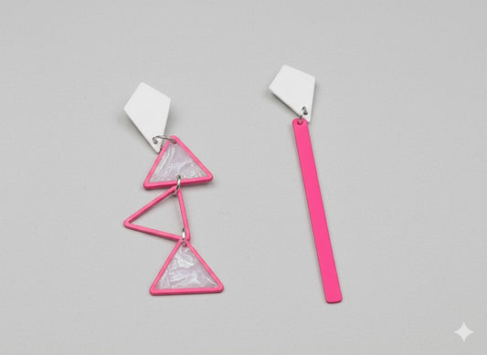 Oorringen, Driehoek // Zilver - Roze