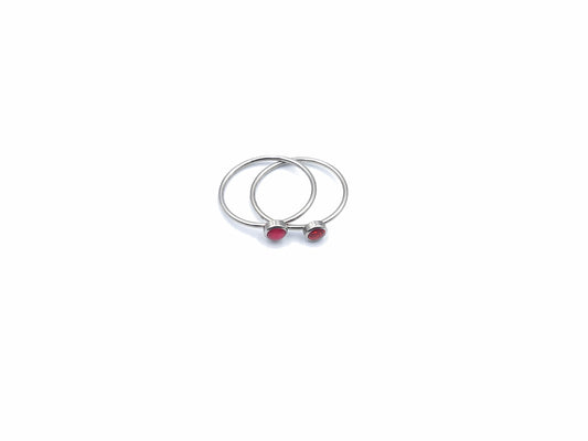 Twee Ringen // zilver - rood - roze