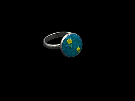 Ring Cirkel //  zilver - blauw - groen - geel